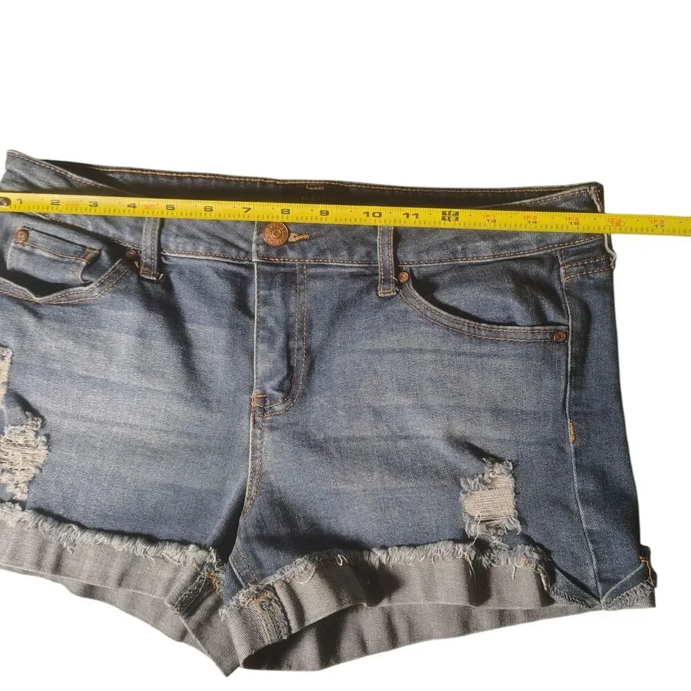 CELEBRITY PINK Juniors Mid-Rise Cut Off Denim Shorts Blue Size 9/29 Y2K 00084